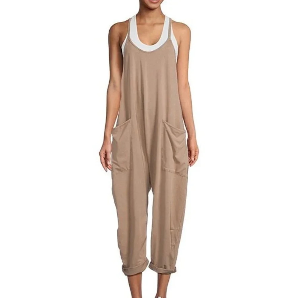 FP Movement Scoop Ankle Length Patch Pocket Hot Shot Onesie Color Mocha Latte - Picture 1 of 5